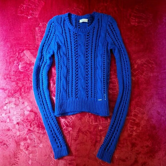 Abercrombie & Fitch Sweaters - Y2K Abercrombie & Fitch Royal Blue Cable Knit Sweater